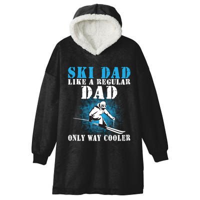 Distressed Cool Ski Dad Skiing Winter Sports Novelty Gift Hooded Wearable Blanket