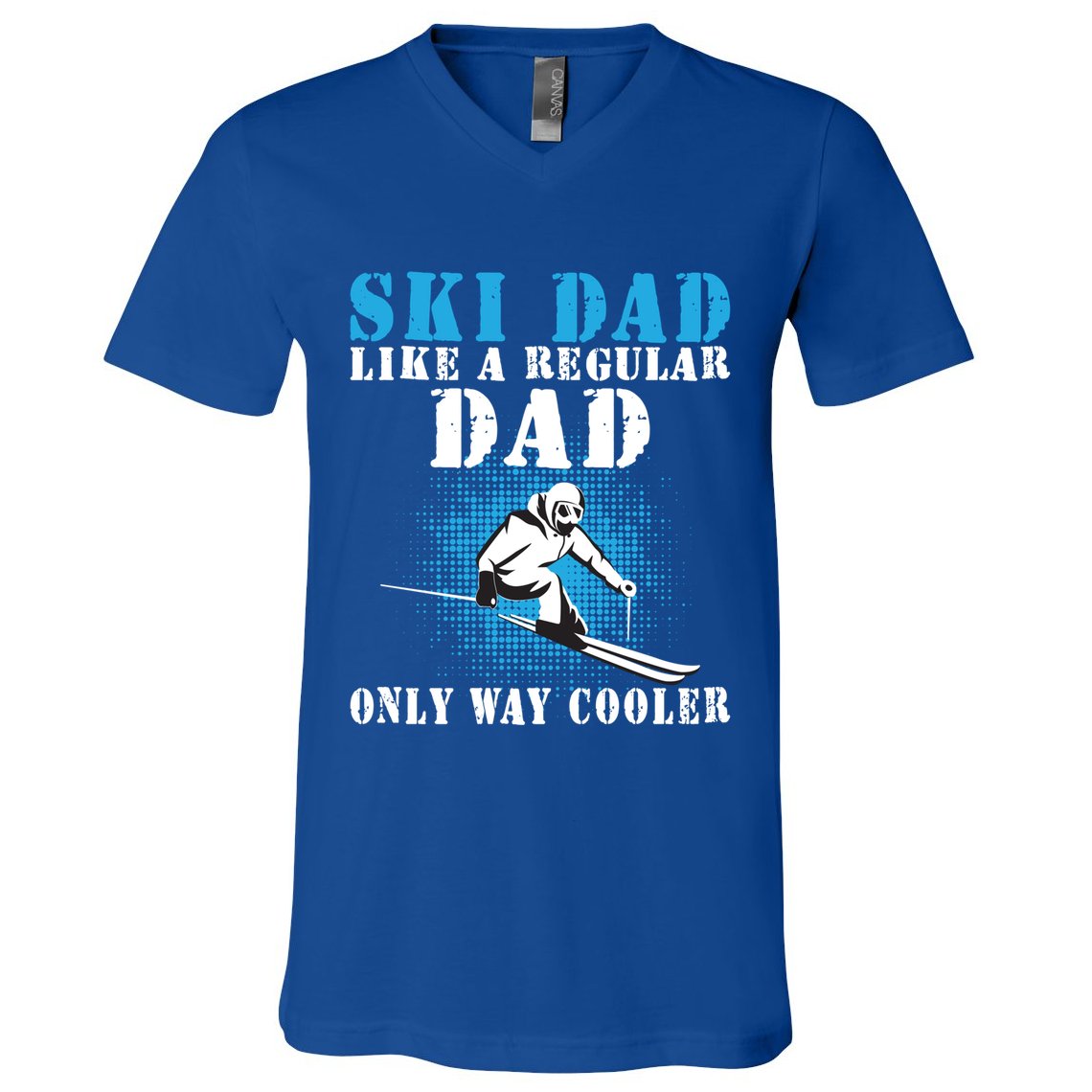 Distressed Cool Ski Dad Skiing Winter Sports Novelty Gift V-Neck T-Shirt