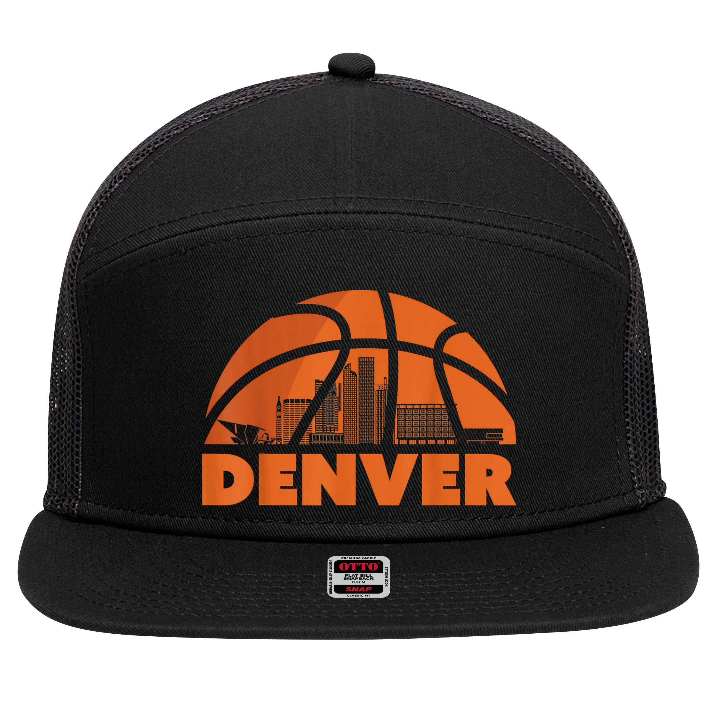 Denver City Skyline Colorado Basketball Gift Fan Jersey 7 Panel Mesh Trucker Snapback Hat