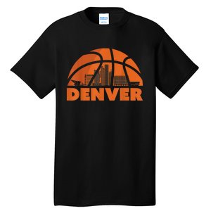 Denver City Skyline Colorado Basketball Gift Fan Jersey Tall T-Shirt