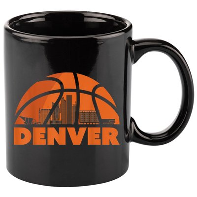 Denver City Skyline Colorado Basketball Gift Fan Jersey 11oz C Handle Ceramic Mug