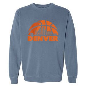 Denver City Skyline Colorado Basketball Gift Fan Jersey Garment-Dyed Sweatshirt