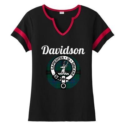 Davidson Clan Scottish Name Coat Of Arms Tartan Ladies Halftime Notch Neck Tee