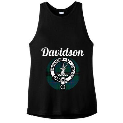 Davidson Clan Scottish Name Coat Of Arms Tartan Ladies PosiCharge Tri-Blend Wicking Tank
