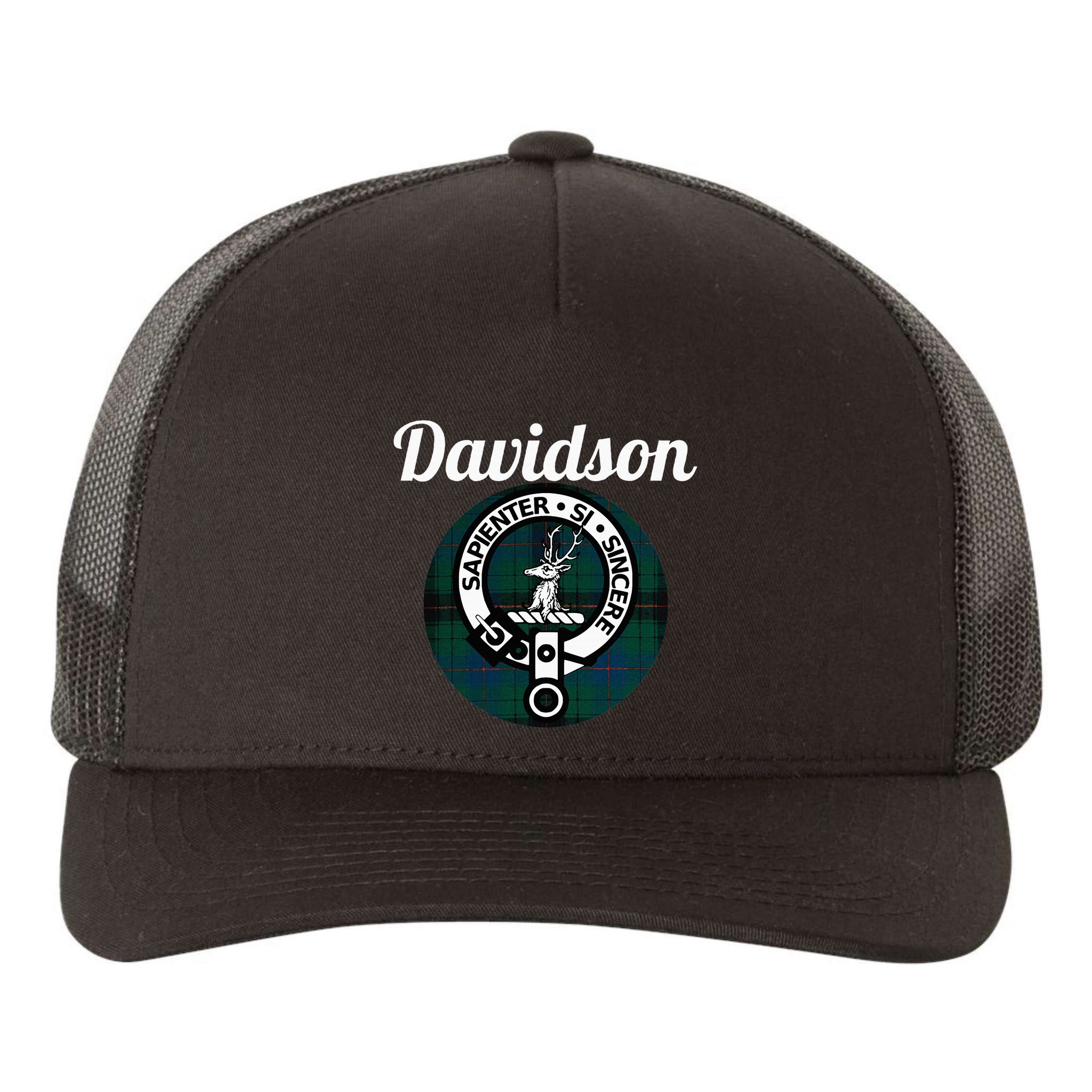 Davidson Clan Scottish Name Coat Of Arms Tartan Yupoong Adult 5-Panel Trucker Hat