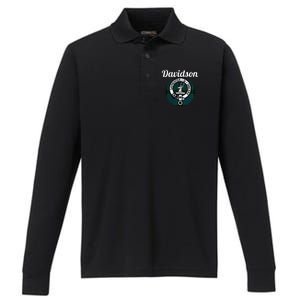 Davidson Clan Scottish Name Coat Of Arms Tartan Performance Long Sleeve Polo