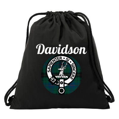 Davidson Clan Scottish Name Coat Of Arms Tartan Drawstring Bag