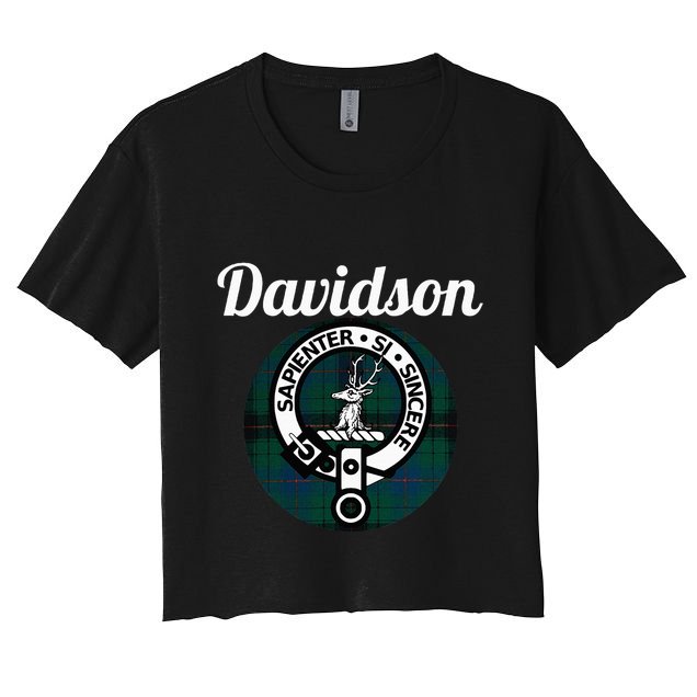 Davidson Clan Scottish Name Coat Of Arms Tartan Crop Top