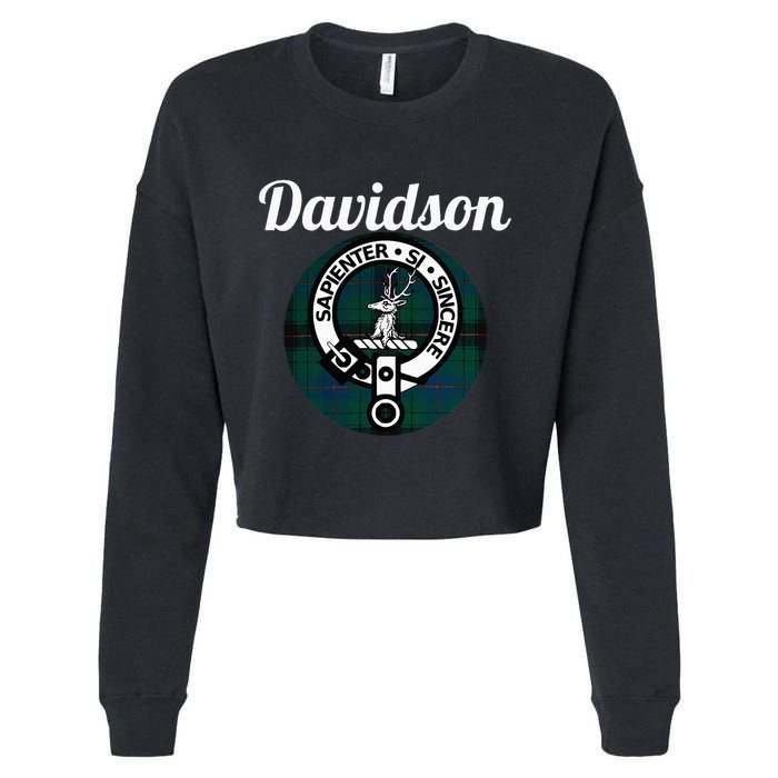 Davidson Clan Scottish Name Coat Of Arms Tartan Cropped Pullover Crew
