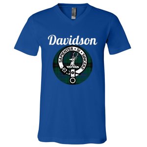 Davidson Clan Scottish Name Coat Of Arms Tartan V-Neck T-Shirt