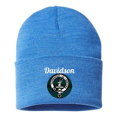 Davidson Clan Scottish Name Coat Of Arms Tartan Sustainable Knit Beanie