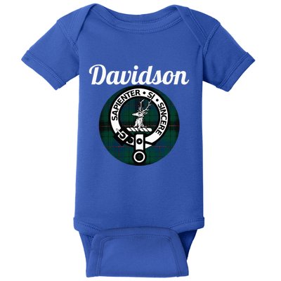 Davidson Clan Scottish Name Coat Of Arms Tartan Baby Bodysuit