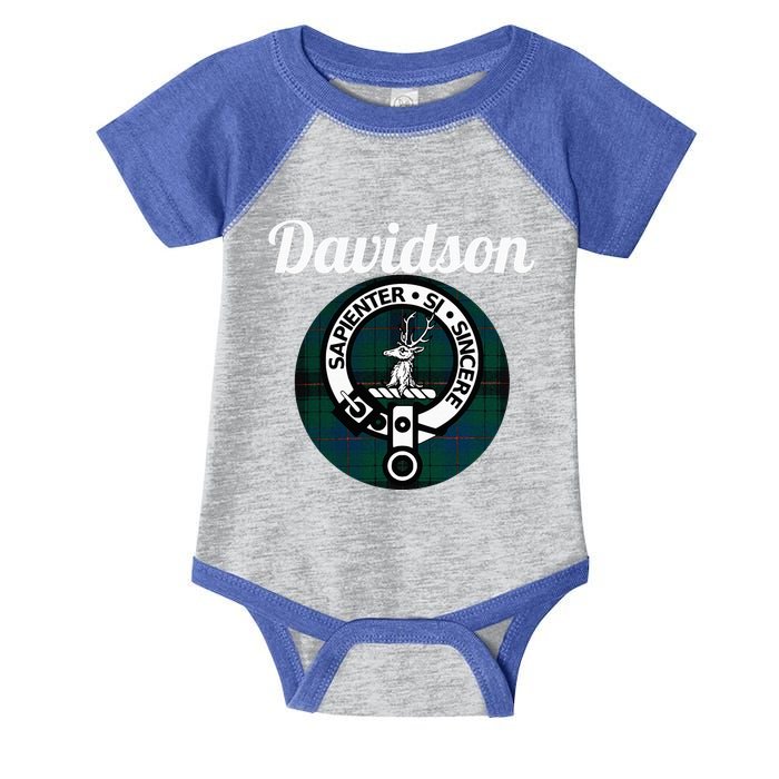 Davidson Clan Scottish Name Coat Of Arms Tartan Infant Baby Jersey Bodysuit
