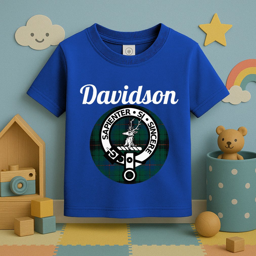 Davidson Clan Scottish Name Coat Of Arms Tartan Toddler T-Shirt