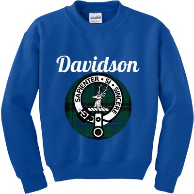 Davidson Clan Scottish Name Coat Of Arms Tartan Kids Sweatshirt