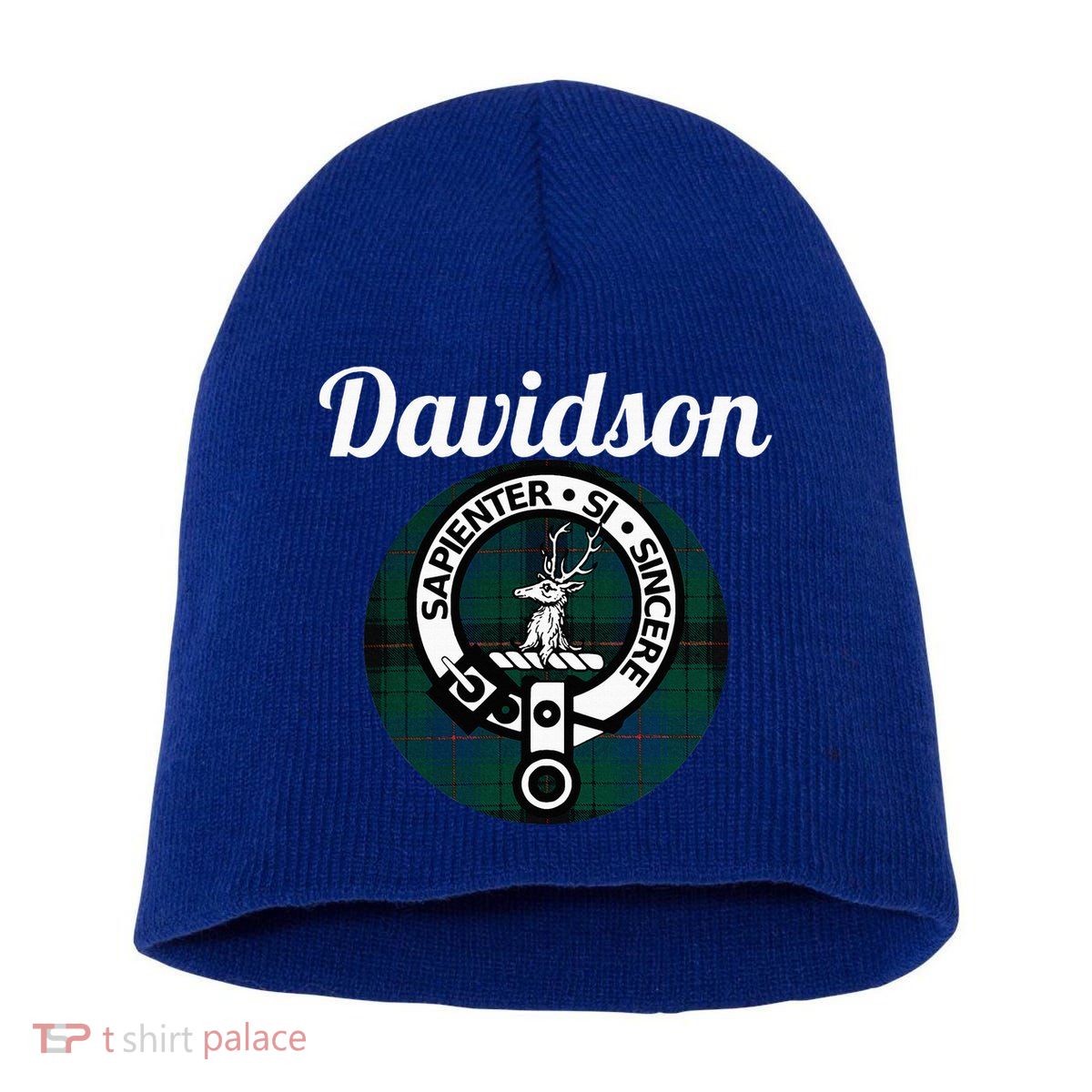 Davidson Clan Scottish Name Coat Of Arms Tartan Short Acrylic Beanie