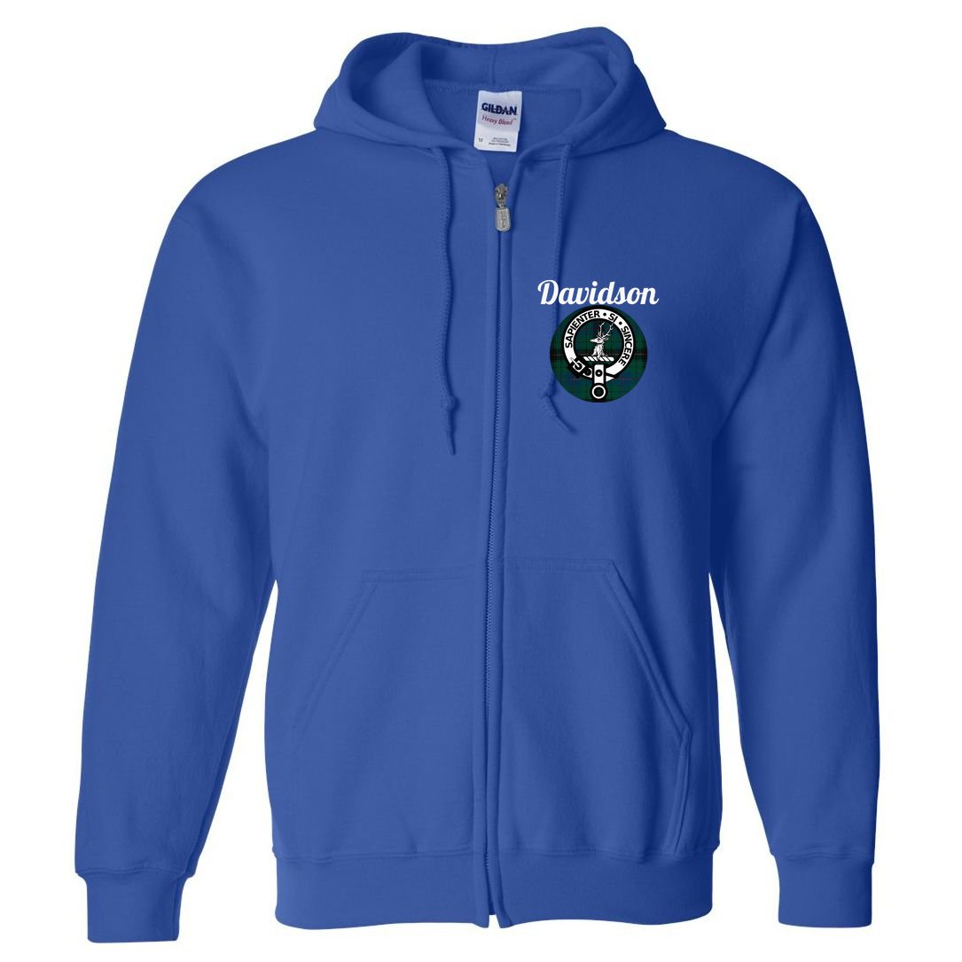 Davidson Clan Scottish Name Coat Of Arms Tartan Full Zip Hoodie