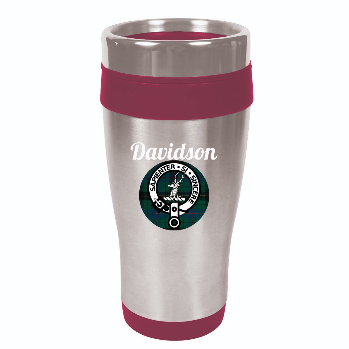 Davidson Clan Scottish Name Coat Of Arms Tartan 16oz Travel Tumbler