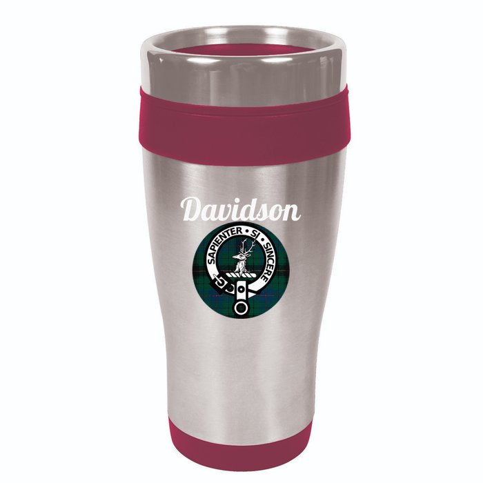 Davidson Clan Scottish Name Coat Of Arms Tartan 16oz Travel Tumbler