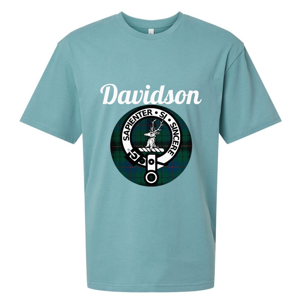 Davidson Clan Scottish Name Coat Of Arms Tartan Sueded Cloud Jersey T-Shirt
