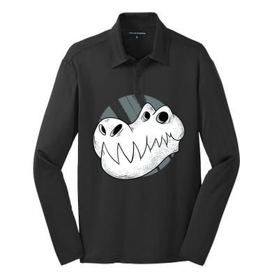 Dinosaur Cute Skeleton Skull Gift Silk Touch Performance Long Sleeve Polo