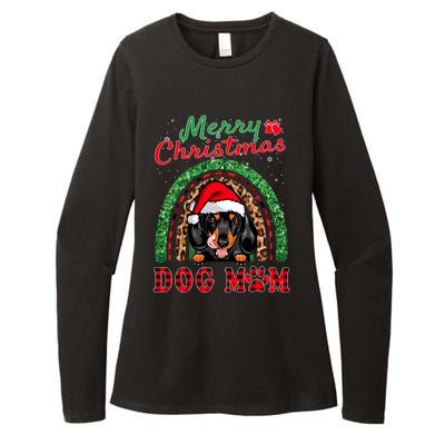 Dachshund Christmas Santa Hat Dog Mom Boho Rainbow Xmas Great Gift Womens CVC Long Sleeve Shirt