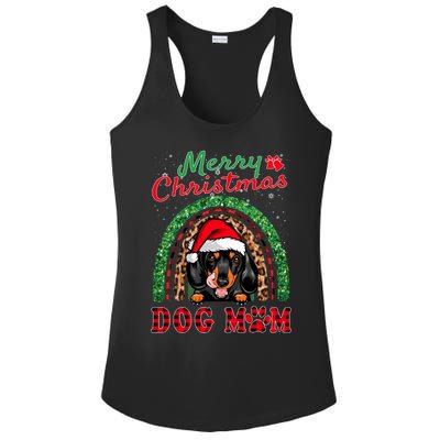 Dachshund Christmas Santa Hat Dog Mom Boho Rainbow Xmas Great Gift Ladies PosiCharge Competitor Racerback Tank