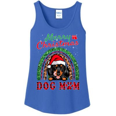 Dachshund Christmas Santa Hat Dog Mom Boho Rainbow Xmas Great Gift Ladies Essential Tank