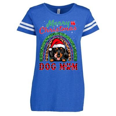 Dachshund Christmas Santa Hat Dog Mom Boho Rainbow Xmas Great Gift Enza Ladies Jersey Football T-Shirt