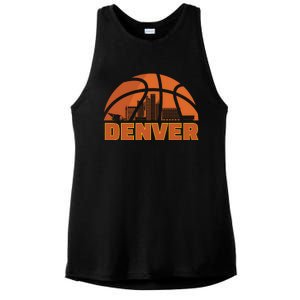 Denver City Skyline Colorado Basketball Fan Jersey Ladies PosiCharge Tri-Blend Wicking Tank