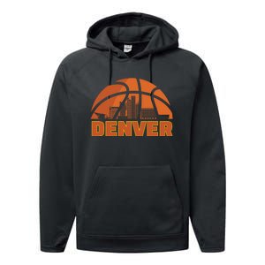 Denver City Skyline Colorado Basketball Fan Jersey Performance Fleece Hoodie