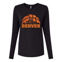 Denver City Skyline Colorado Basketball Fan Jersey Womens Cotton Relaxed Long Sleeve T-Shirt