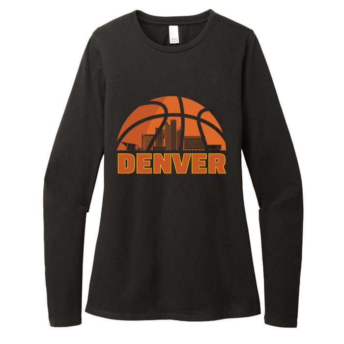 Denver City Skyline Colorado Basketball Fan Jersey Womens CVC Long Sleeve Shirt