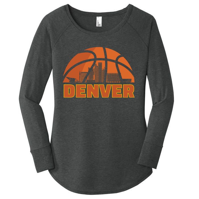 Denver City Skyline Colorado Basketball Fan Jersey Women's Perfect Tri Tunic Long Sleeve Shirt