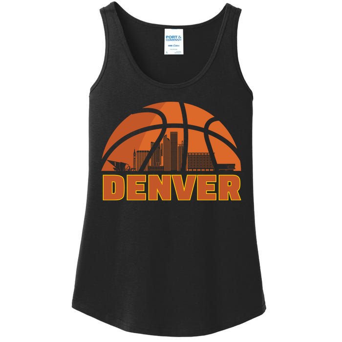 Denver City Skyline Colorado Basketball Fan Jersey Ladies Essential Tank