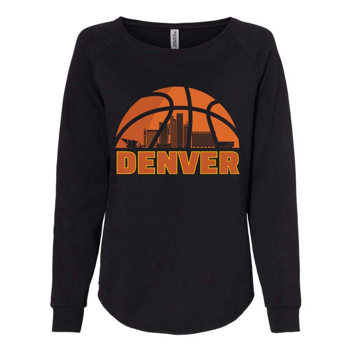 Denver City Skyline Colorado Basketball Fan Jersey Womens California Wash Sweatshirt