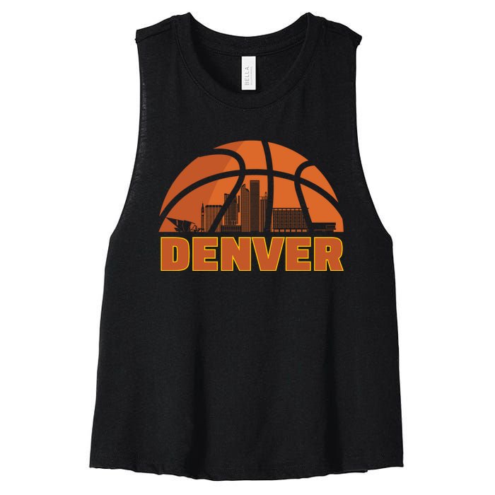 Denver City Skyline Colorado Basketball Fan Jersey Women's Racerback Cropped Tank