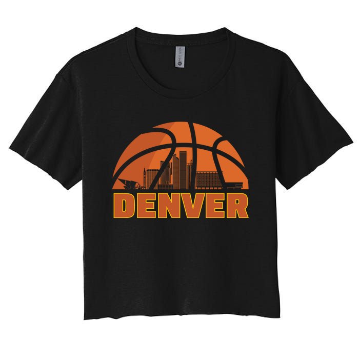 Denver City Skyline Colorado Basketball Fan Jersey Women's Crop Top Tee