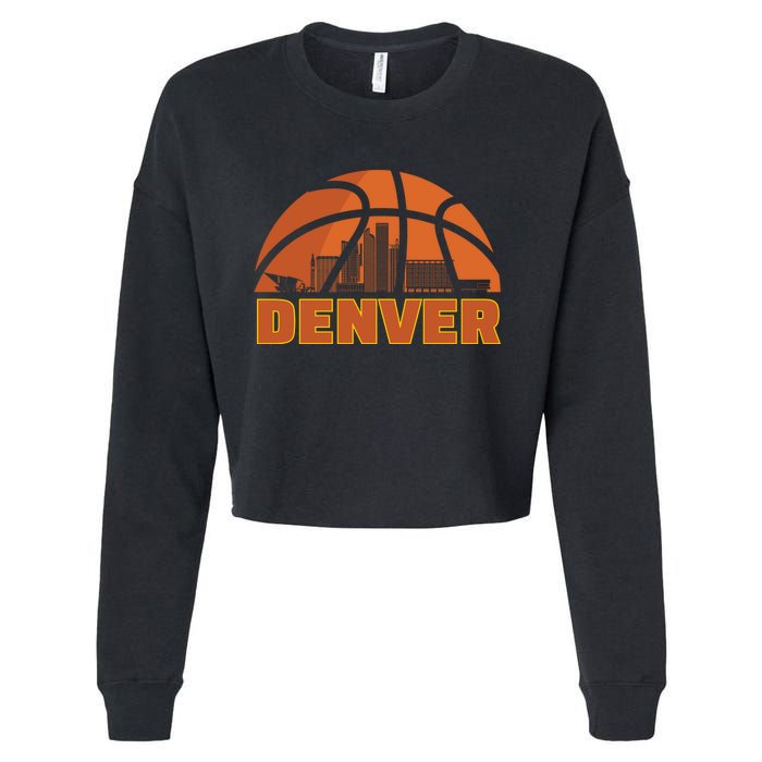 Denver City Skyline Colorado Basketball Fan Jersey Cropped Pullover Crew