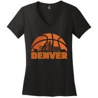 Denver City Skyline Colorado Basketball Fan Jersey Women's V-Neck T-Shirt