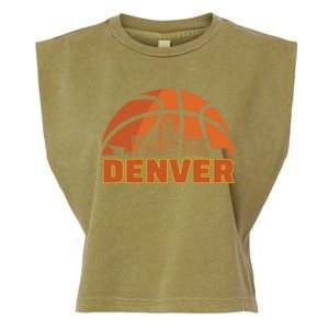 Denver City Skyline Colorado Basketball Fan Jersey Garment-Dyed Women's Muscle Tee