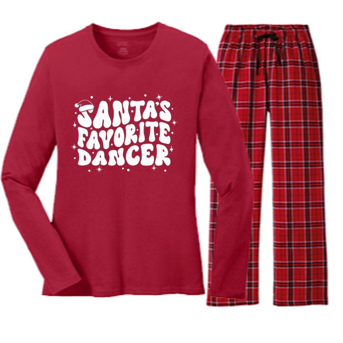 Dancer Christmas Santa Favorite Dancer Women's Long Sleeve Flannel Pajama Set 