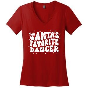 Dancer Christmas Santa Favorite Dancer Women's V-Neck T-Shirt