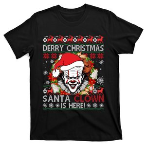 Derby Christmas Santa Clown Is Here Pennywise Christmas Horror T-Shirt