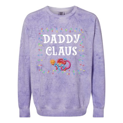 Daddy Claus Santa Christmas Lights Xmas Family Pjs Matching Cute Gift Colorblast Crewneck Sweatshirt