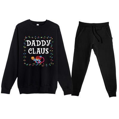 Daddy Claus Santa Christmas Lights Xmas Family Pjs Matching Cute Gift Premium Crewneck Sweatsuit Set