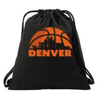 Denver City Skyline Basketball Drawstring Bag