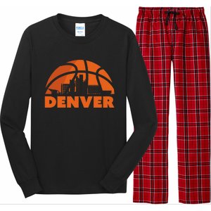 Denver City Skyline Basketball Long Sleeve Pajama Set