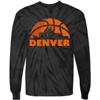 Denver City Skyline Basketball Tie-Dye Long Sleeve Shirt