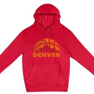 Denver City Skyline Basketball Premium Pullover Hoodie